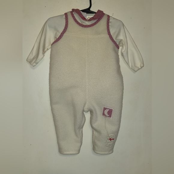 Carter's 2 Pc Baby Overalls. Cream Color Fleece PUPPY 6-9ms - Picture 1 of 11
